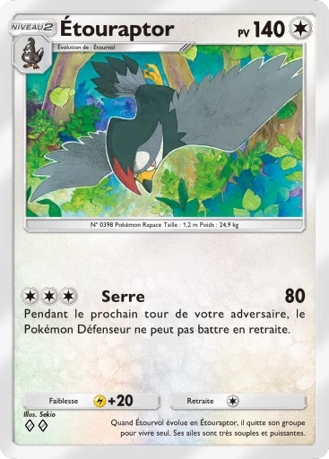 Carte Pokémon Étouraptor de l'extension Choc Spatio-Temporel