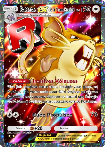 Carte Pokémon Rattatac-ex de la Team Rocket de l'extension L'Ambition de la Team Rocket