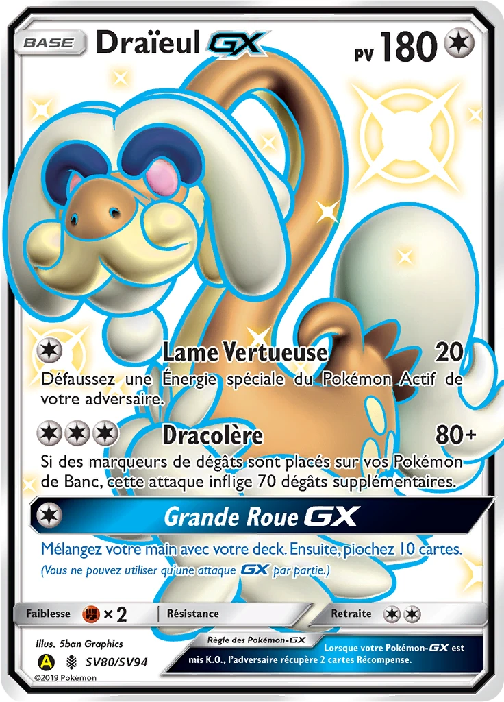 Carte Pokémon Draïeul-GX de l'extension Destinées Occultes