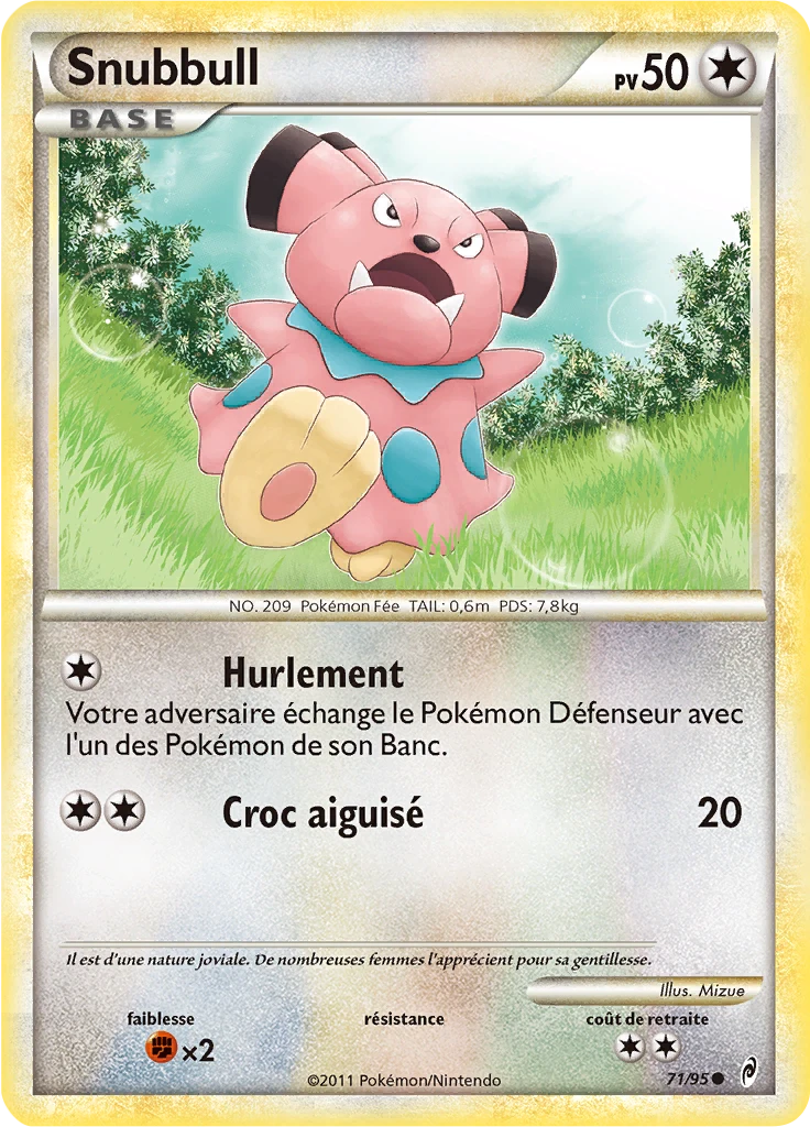Carte Pokémon Snubbull de l'extension L'appel des Légendes