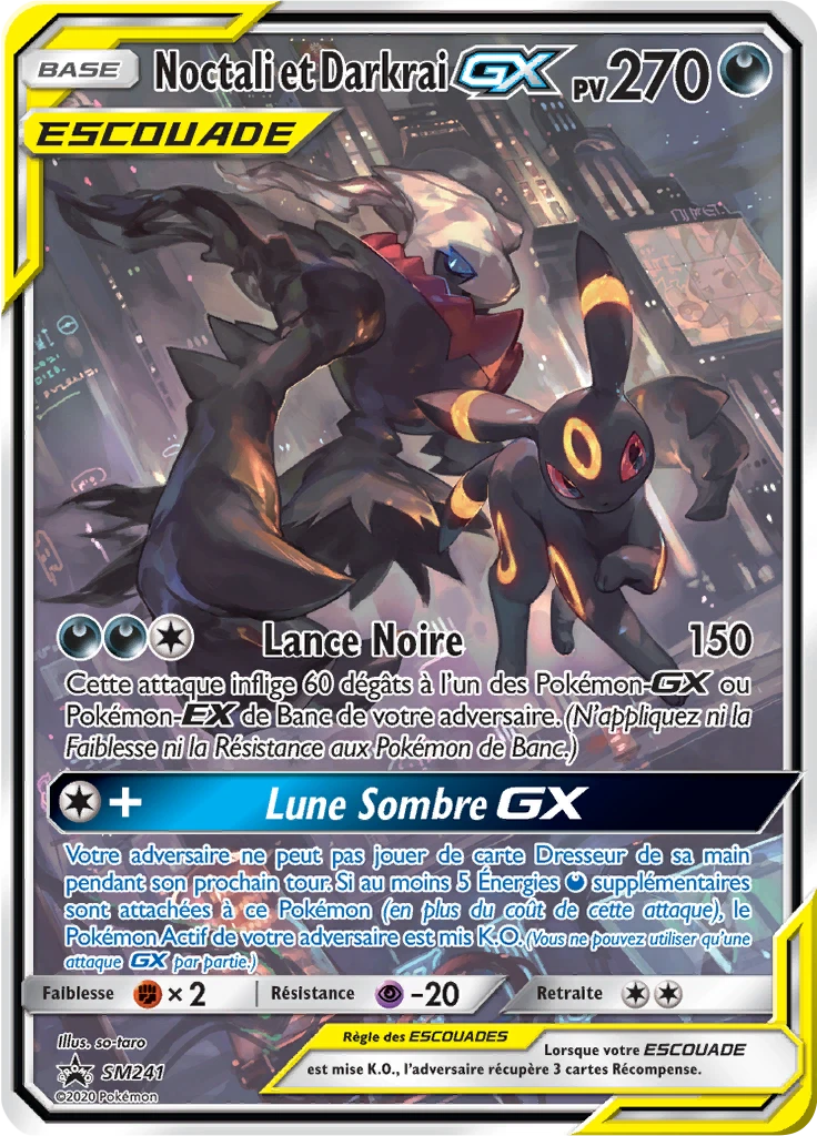 Carte Pokémon Noctali et Darkrai GX de l'extension Promo SM