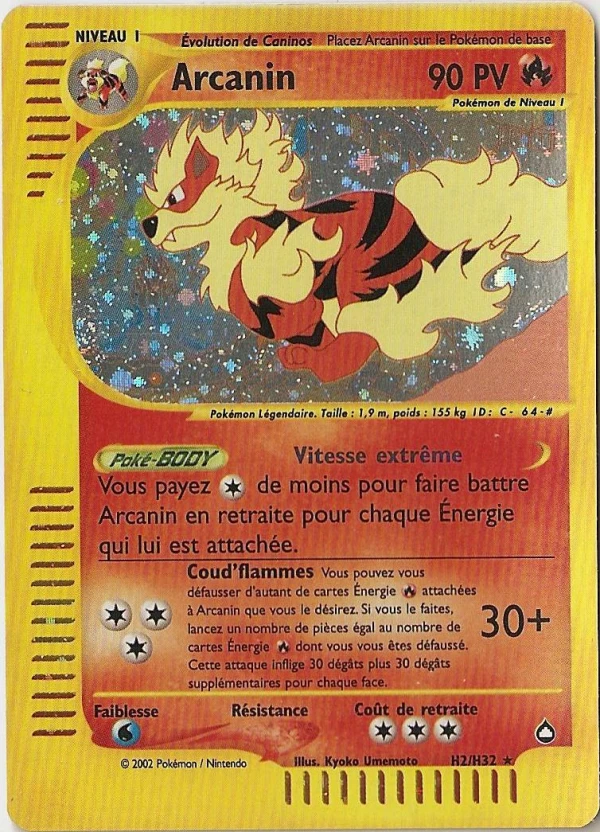 Carte Pokémon Arcanin de l'extension Aquapolis