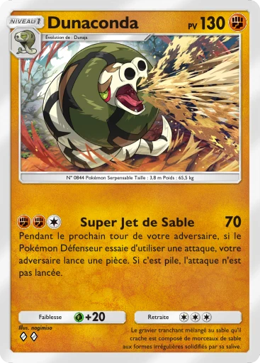 Carte Pokémon Dunaconda de l'extension Aura Palpitante