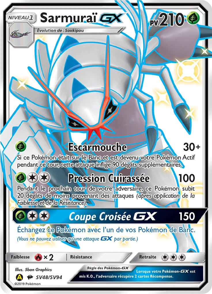 Carte Pokémon Sarmuraï-GX de l'extension Destinées Occultes