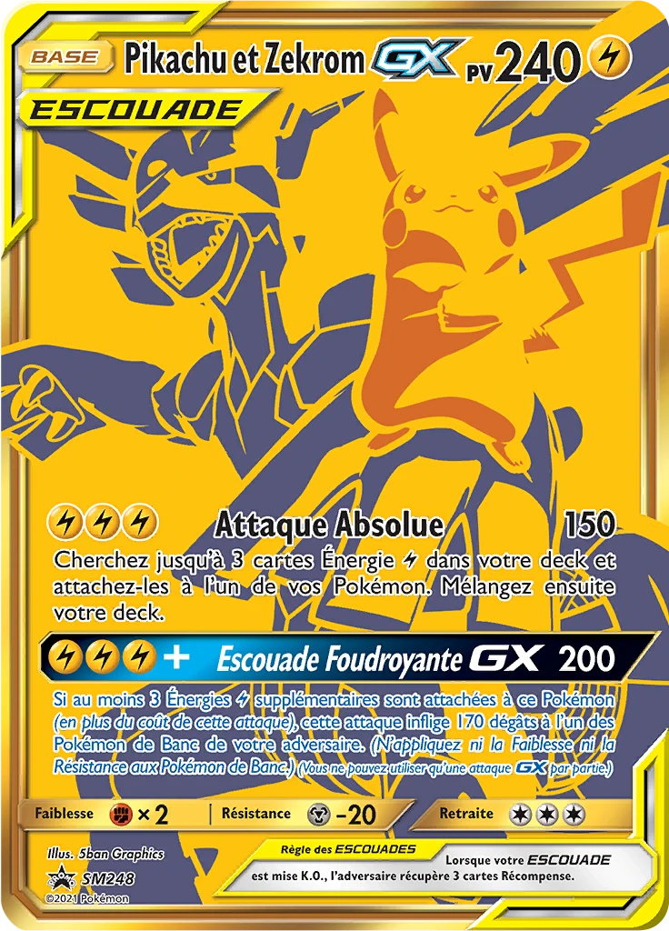 Carte Pokémon Pikachu et Zekrom GX de l'extension Promo SM