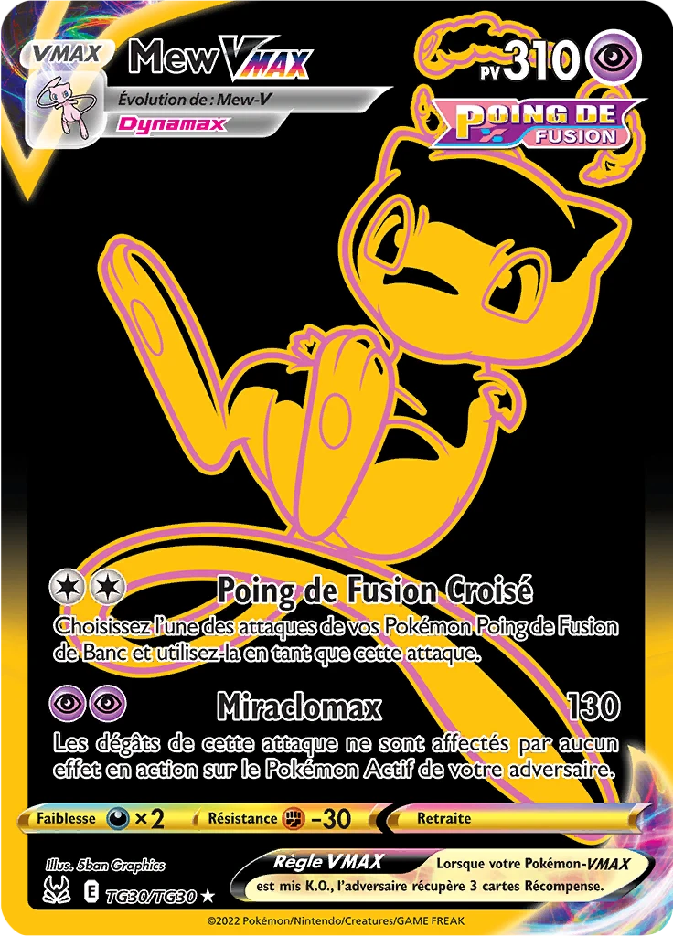 Carte Pokémon Mew VMAX de l'extension Origine Perdue