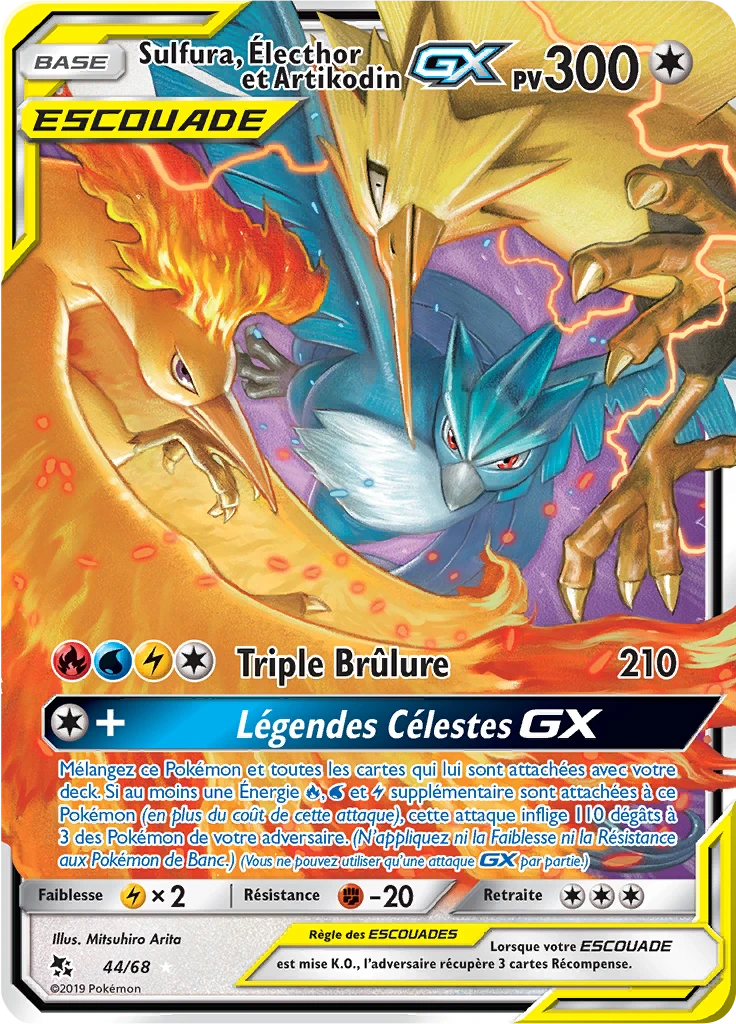 Carte Pokémon Sulfura, Électhor et Artikodin-GX de l'extension Destinées Occultes