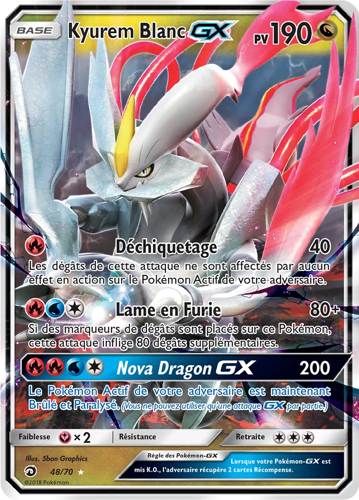 Carte Pokémon Kyurem Blanc GX de l'extension Majesté Des Dragons