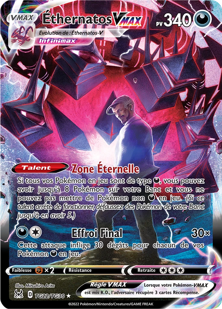 Carte Pokémon Éthernatos VMAX de l'extension Origine Perdue