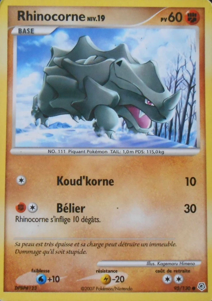 Carte Pokémon Rhinocorne de l'extension Diamant & Perle
