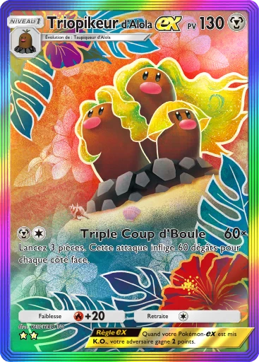 Carte Pokémon Triopikeur d'Alola-ex de l'extension Crise Interdimensionnelle