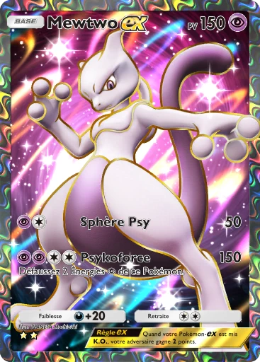 Carte Pokémon Mewtwo-ex de l'extension Puissance Génétique