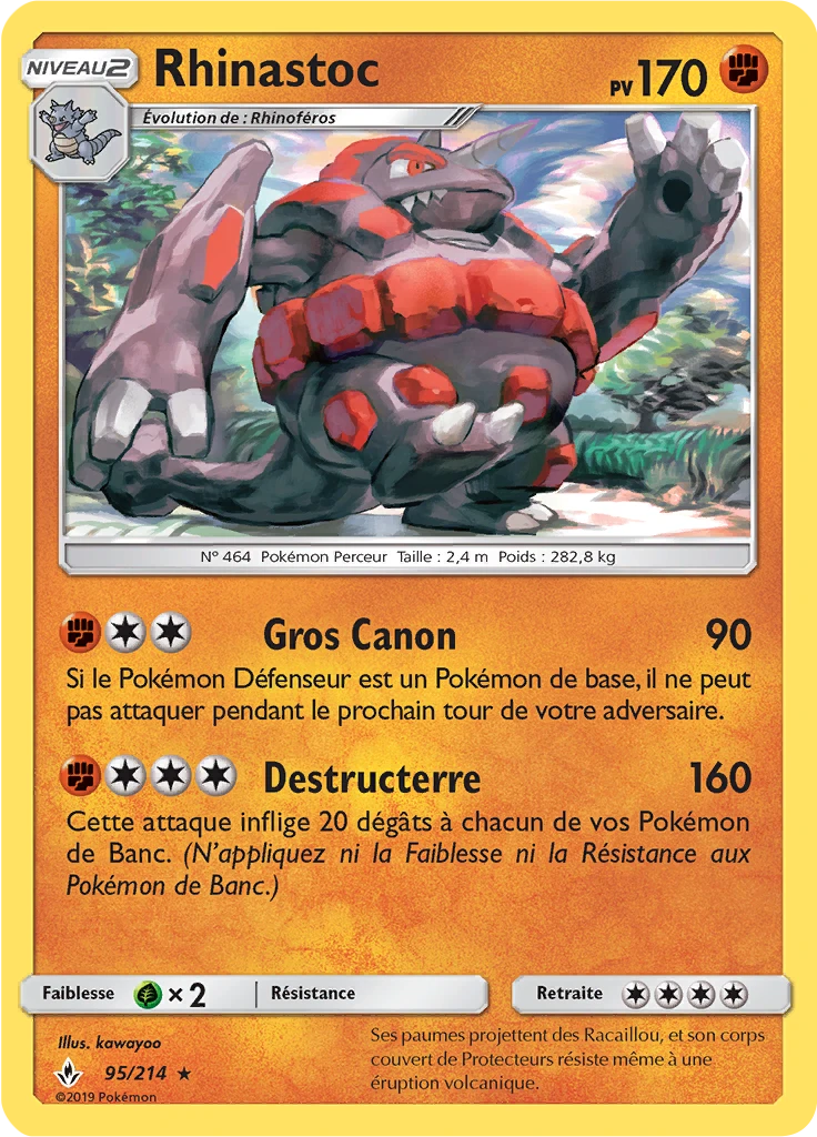 Carte Pokémon Rhinastoc de l'extension Alliance Infaillible
