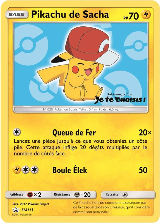 Carte Pokémon Pikachu de Sacha de l'extension Promo SM
