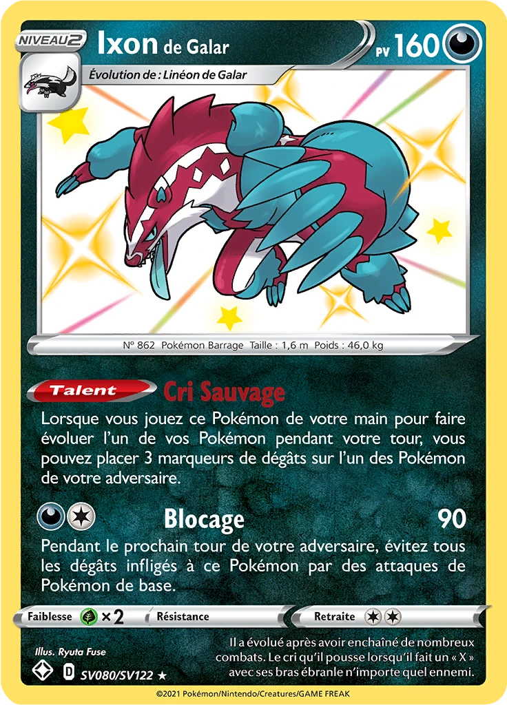 Carte Pokémon Ixon de Galar de l'extension Destinées Radieuses
