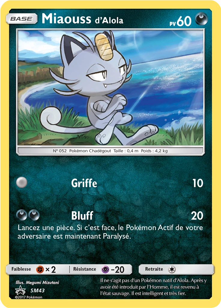 Carte Pokémon Miaouss d’Alola de l'extension Promo SM