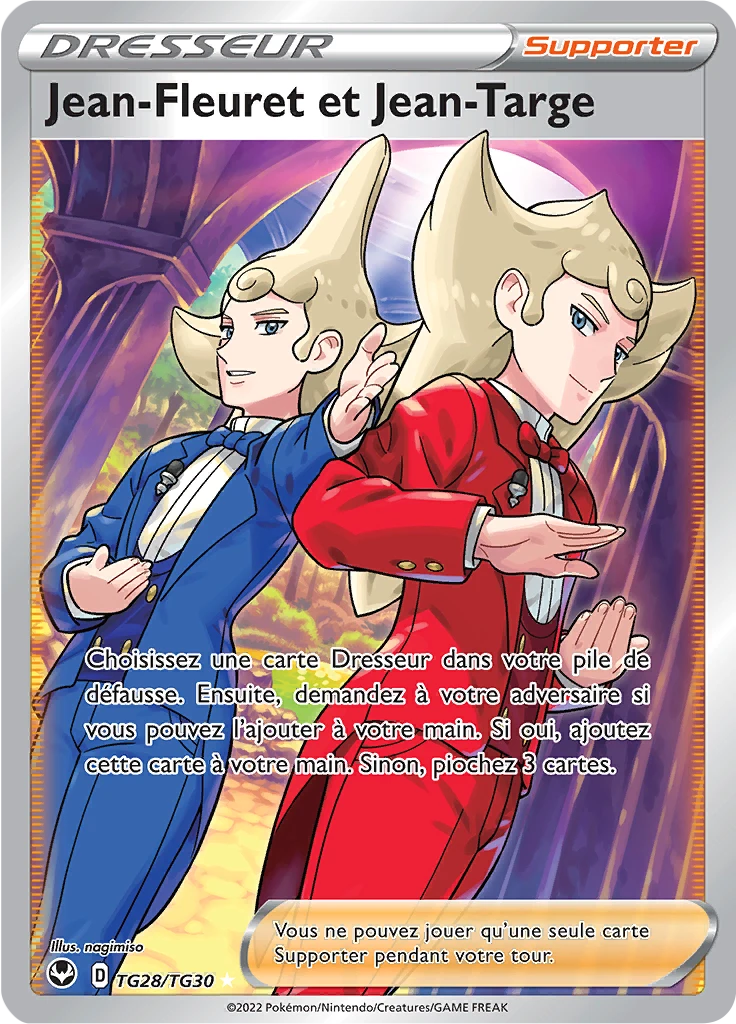 Carte Pokémon Jean-Fleuret et Jean-Targe de l'extension Tempête Argentée