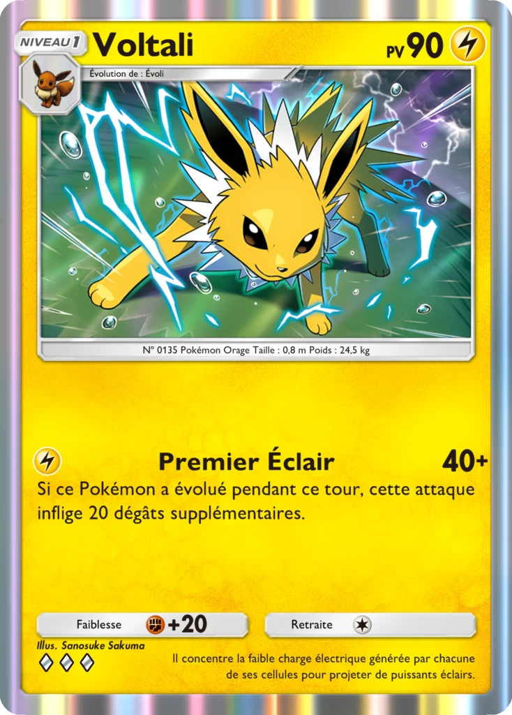 Carte Pokémon Voltali de l'extension La Clairière d'Évoli