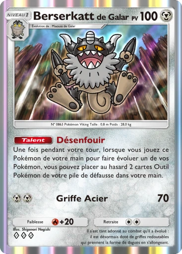 Carte Pokémon Berserkatt de Galar de l'extension Booster de Luxe Méga
