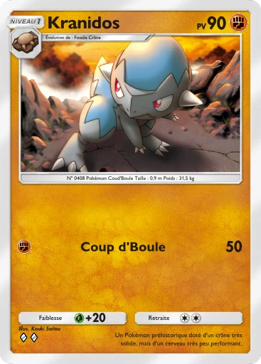 Carte Pokémon Kranidos de l'extension Choc Spatio-Temporel