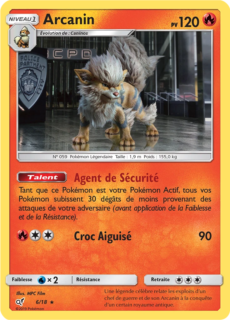 Carte Pokémon Arcanin de l'extension Détective Pikachu