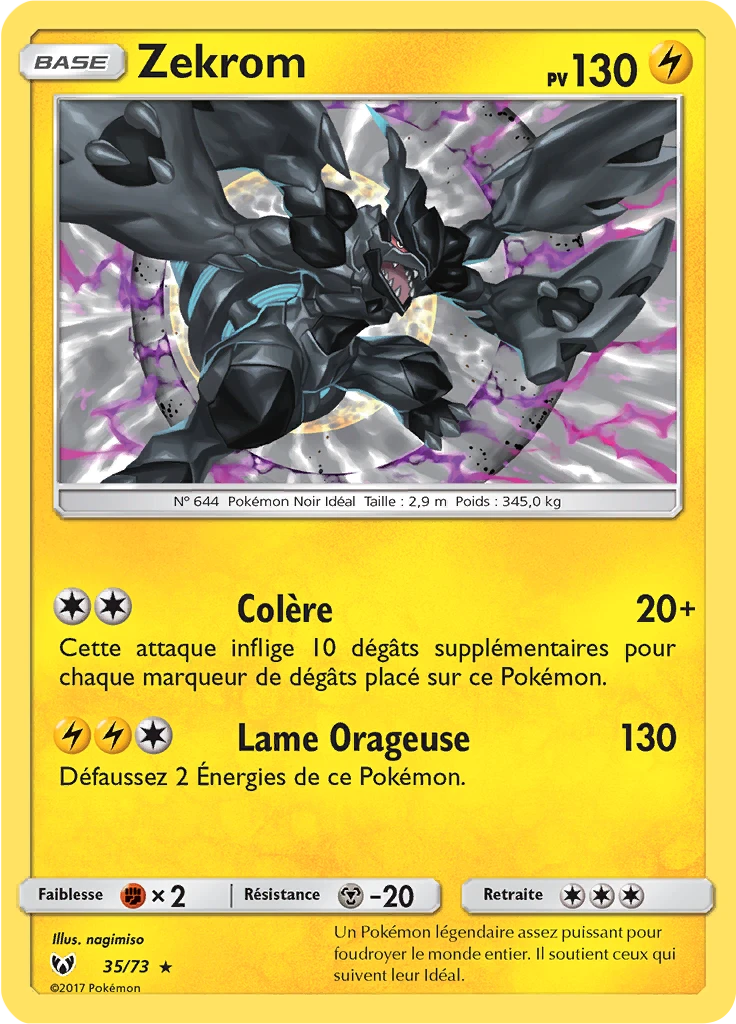 Carte Pokémon Zekrom de l'extension Légendes Brillantes