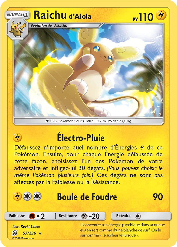 Carte Pokémon Raichu d’Alola de l'extension Harmonie des Esprits
