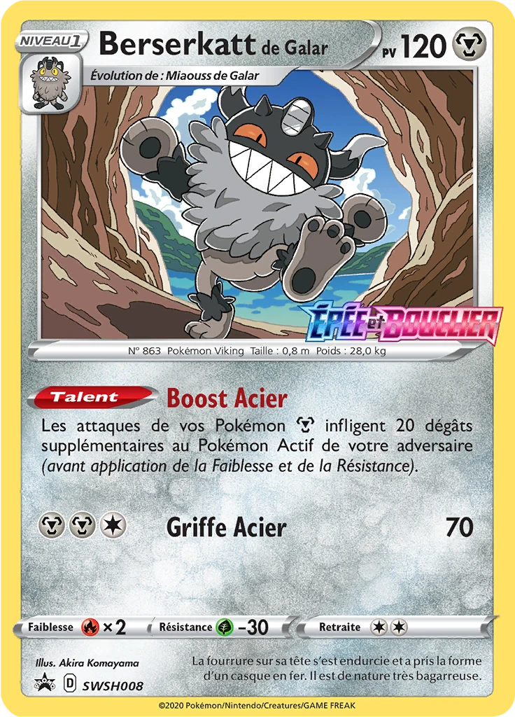 Carte Pokémon Berserkatt de Galar de l'extension Promo SWSH