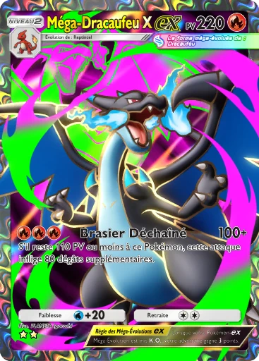 Carte Pokémon Méga-Dracaufeu X-ex de l'extension Méga-Rayonnement