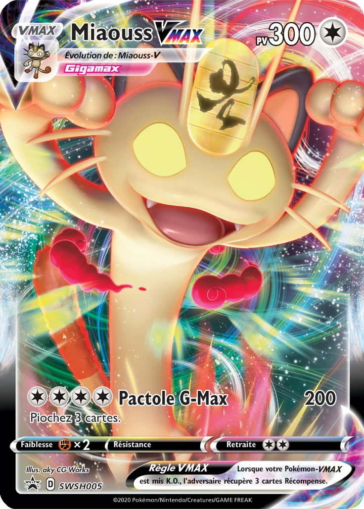 Carte Pokémon Miaouss VMAX de l'extension Promo SWSH