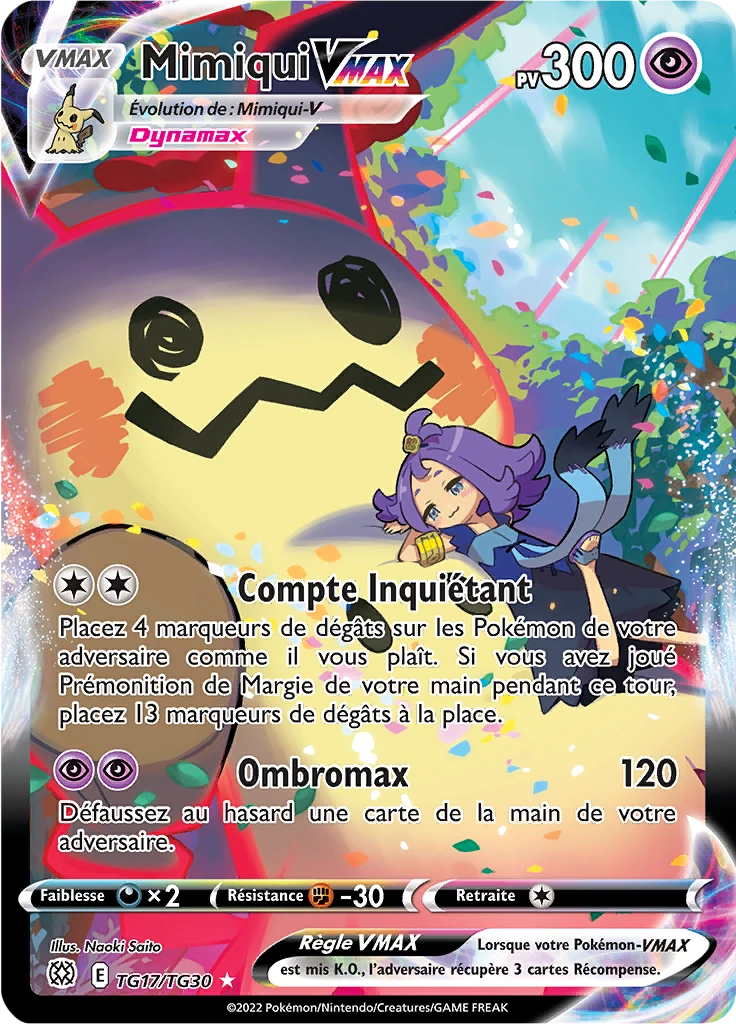 Carte Pokémon Mimiqui VMAX de l'extension Stars Étincelantes