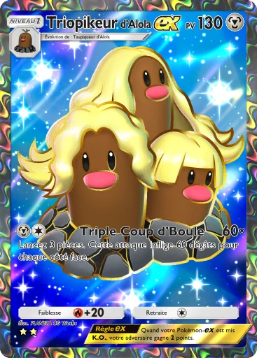 Carte Pokémon Triopikeur d'Alola-ex de l'extension Crise Interdimensionnelle