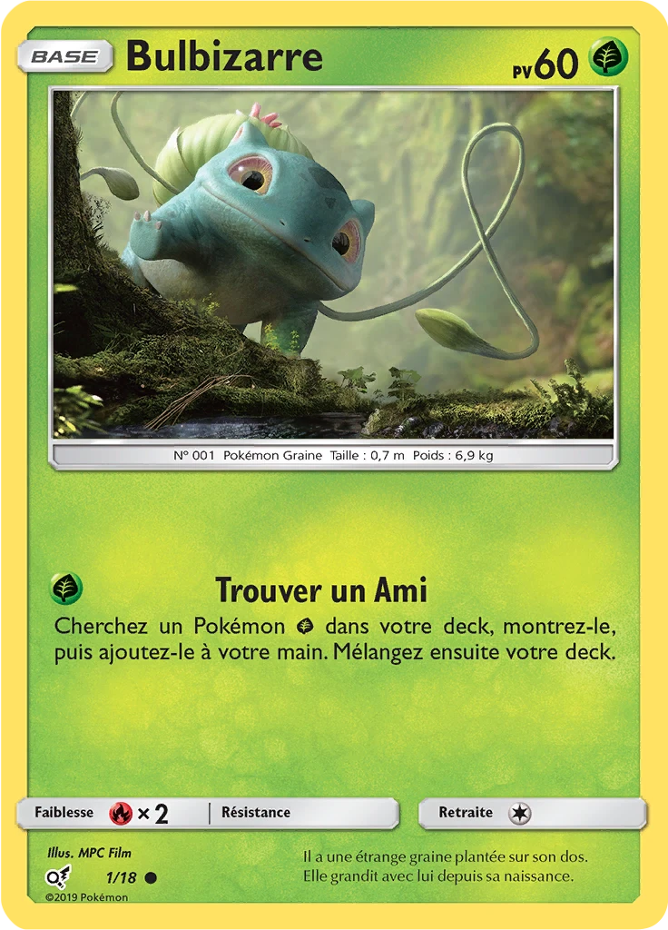 Carte Pokémon Bulbizarre de l'extension Détective Pikachu