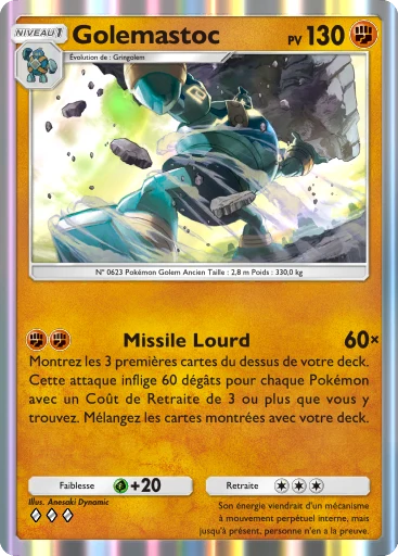 Carte Pokémon Golemastoc de l'extension Méga-Ascension
