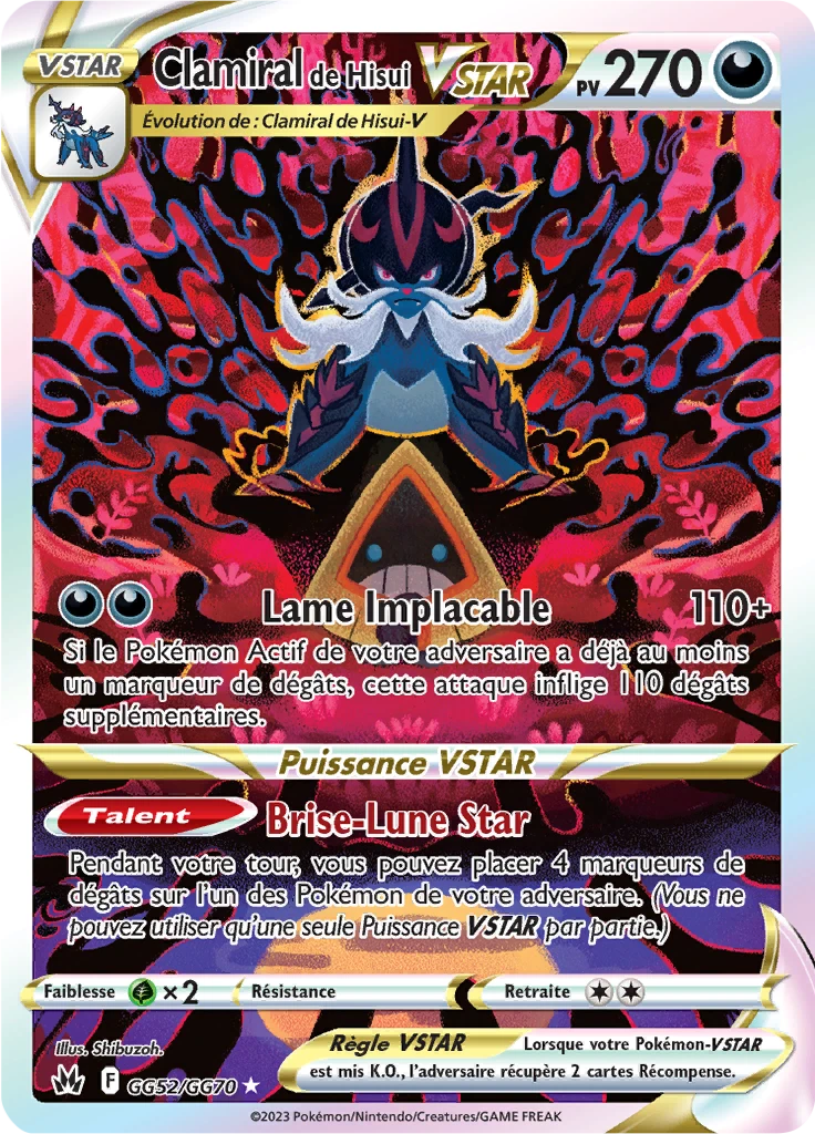 Carte Pokémon Clamiral de Hisui VSTAR de l'extension Zénith Suprême