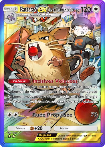 Carte Pokémon Rattatac-ex de la Team Rocket de l'extension L'Ambition de la Team Rocket