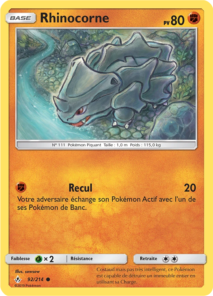 Carte Pokémon Rhinocorne de l'extension Alliance Infaillible