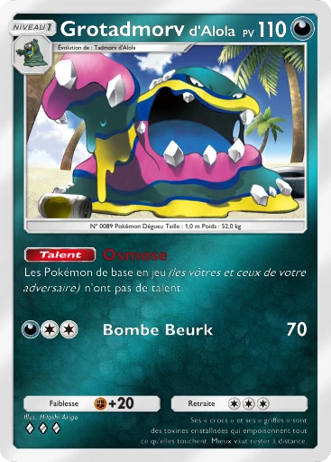 Carte Pokémon Grotadmorv d'Alola de l'extension Booster de Luxe Méga