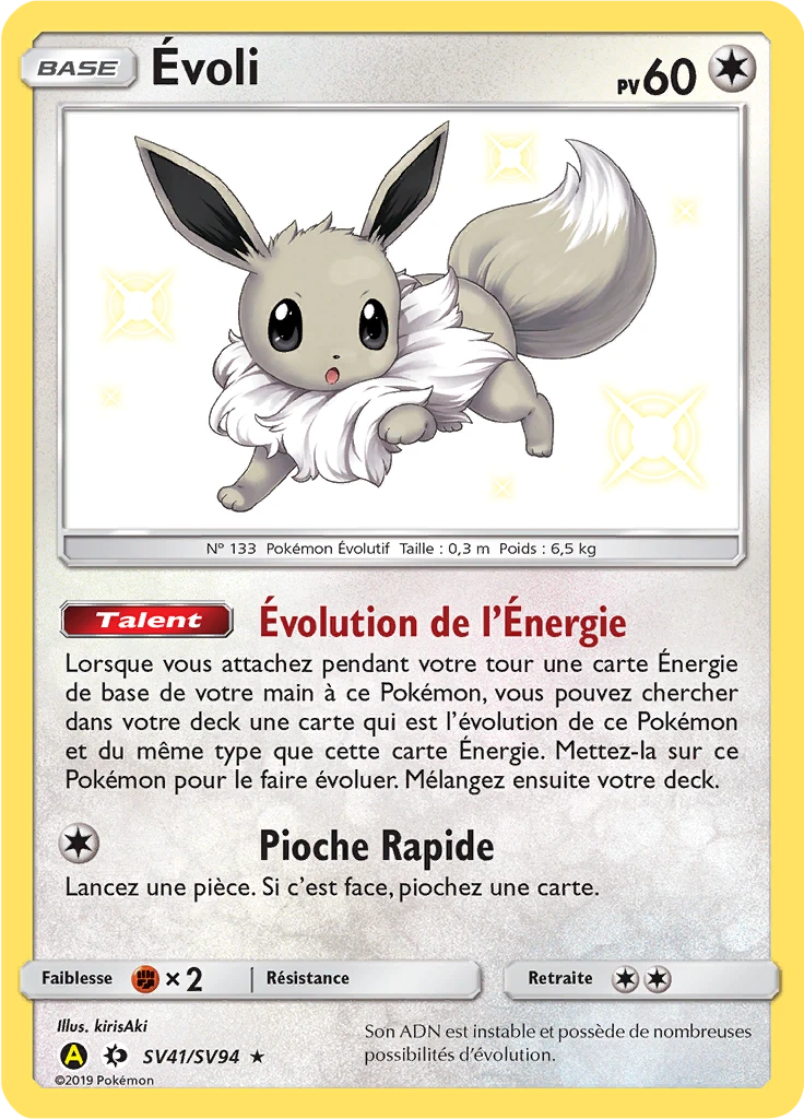 Carte Pokémon Évoli de l'extension Destinées Occultes