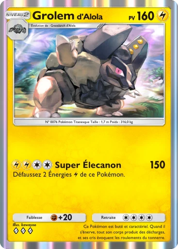 Carte Pokémon Grolem d'Alola de l'extension Gardiens Astraux