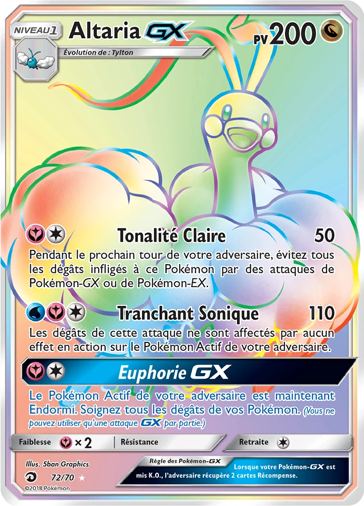 Carte Pokémon Altaria GX de l'extension Majesté Des Dragons