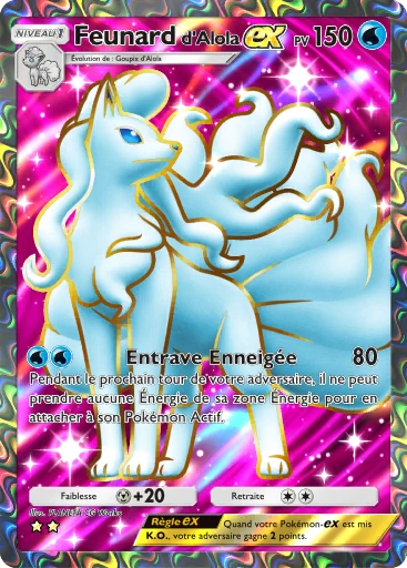 Carte Pokémon Feunard d'Alola-ex de l'extension Parade Onirique