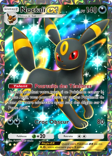 Carte Pokémon Noctali-ex de l'extension Sagesse entre Ciel et Mer