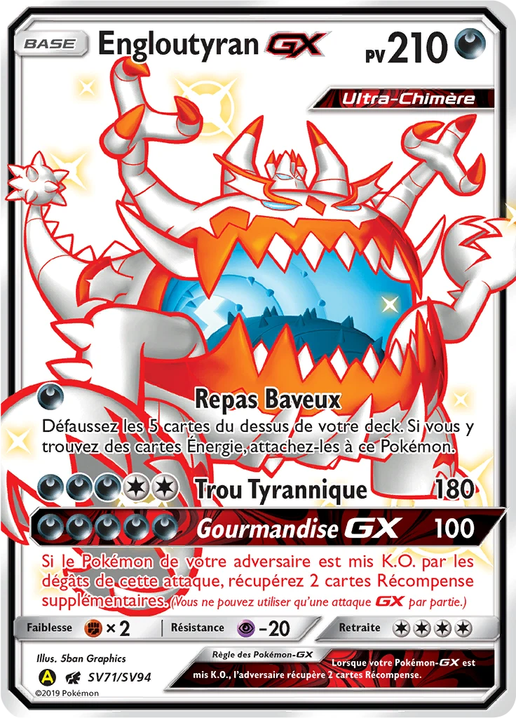 Carte Pokémon Engloutyran-GX de l'extension Destinées Occultes