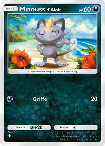 Carte Pokémon Miaouss d'Alola de l'extension Gardiens Astraux