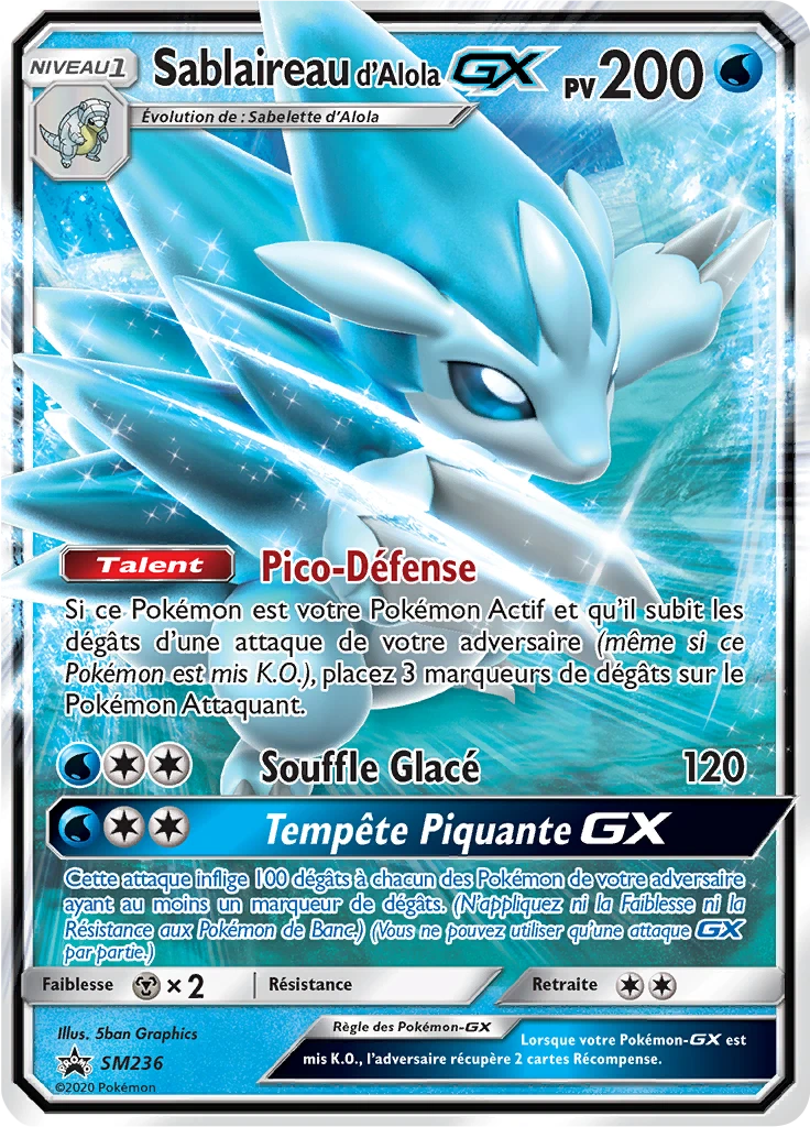 Carte Pokémon Sablaireau d’Alola GX de l'extension Promo SM