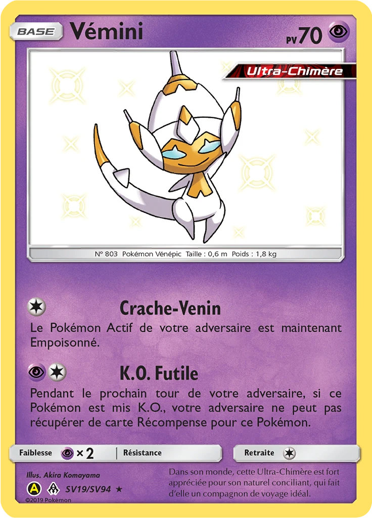 Carte Pokémon Vémini de l'extension Destinées Occultes
