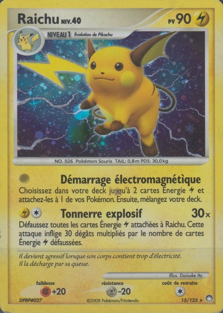 Carte Pokémon Raichu de l'extension Trésors Mystérieux
