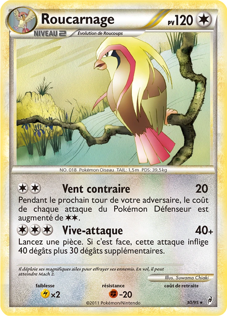 Carte Pokémon Roucarnage de l'extension L'appel des Légendes