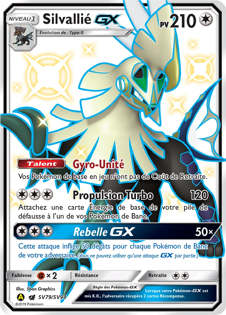 Carte Pokémon Silvallié-GX de l'extension Destinées Occultes